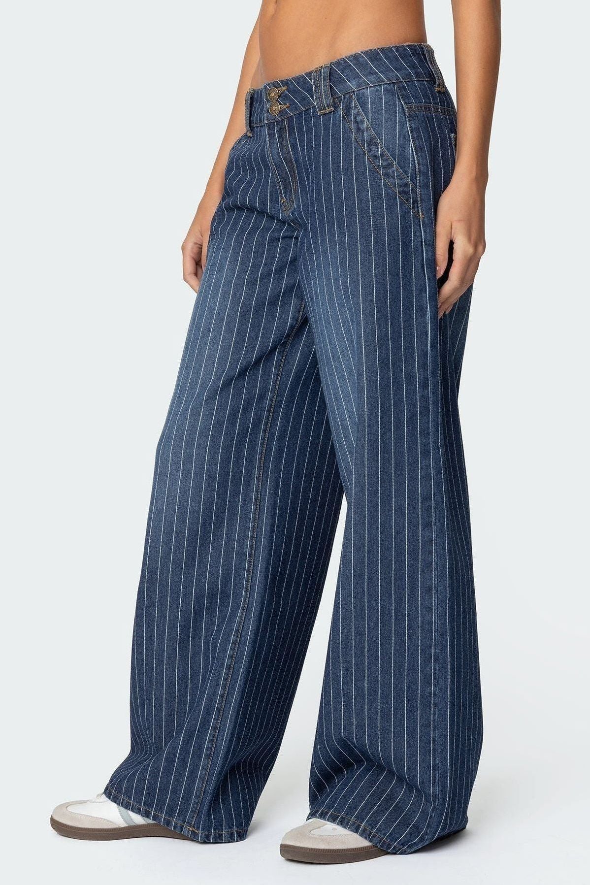 Amelia | Striped Low Rise Jeans