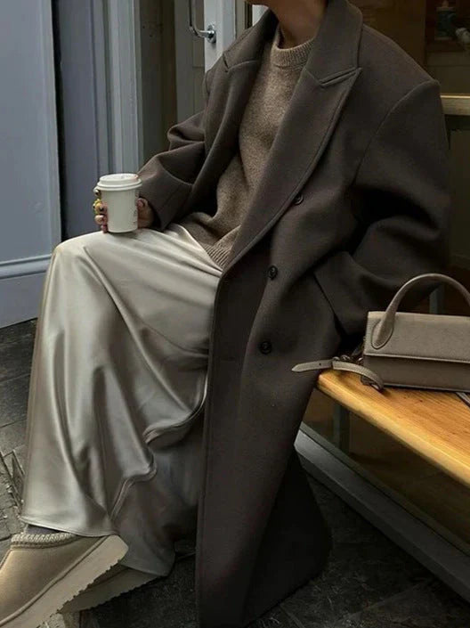 Hana | Elegant Brown Oversized Coat