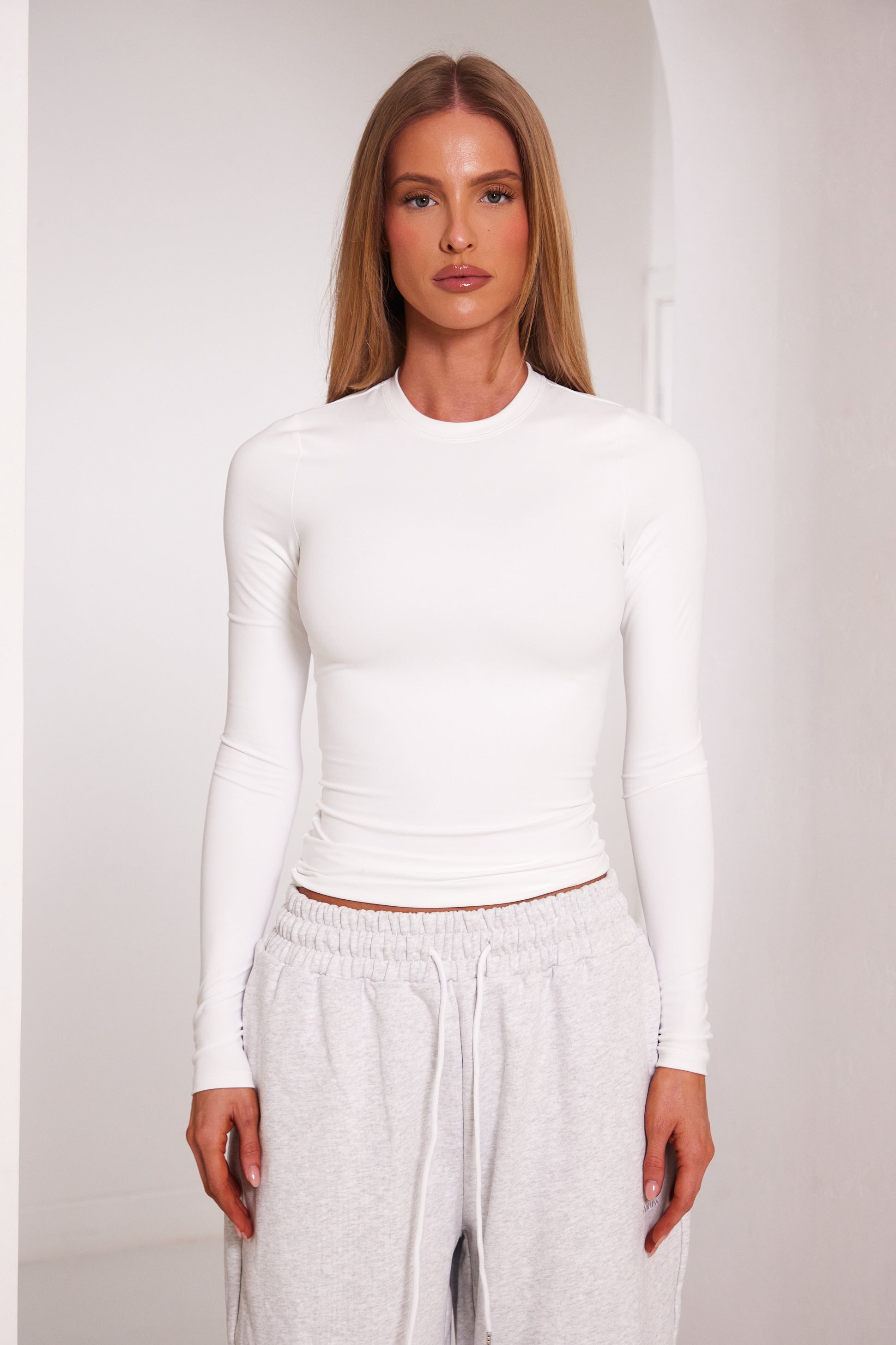 The Sculpt Long Sleeve Tee in White