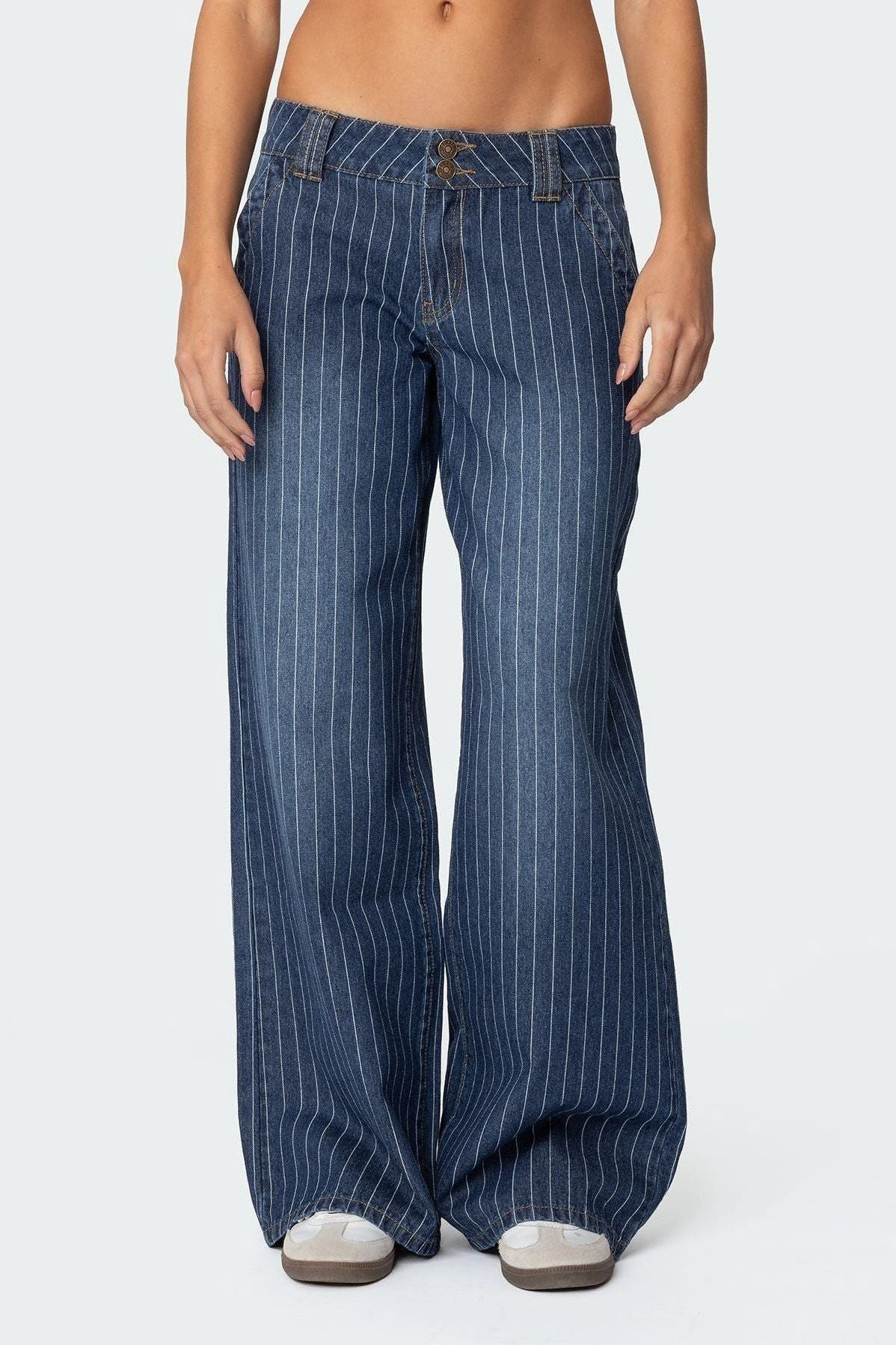 Amelia | Striped Low Rise Jeans