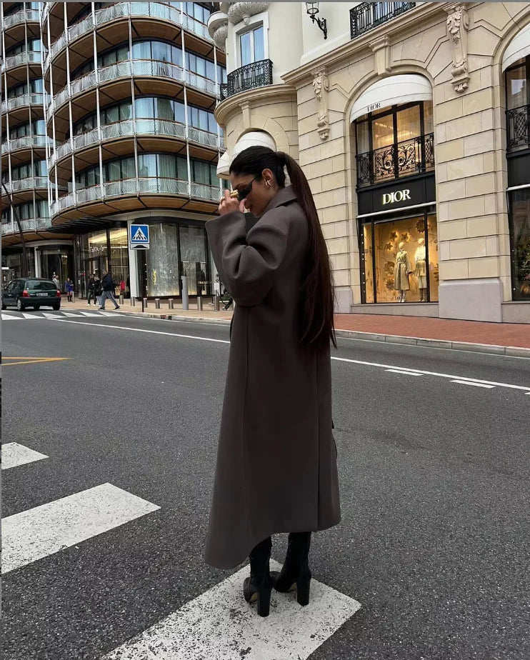 Hana | Elegant Brown Oversized Coat